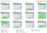 Kalender 1997 mit Ferien und Feiertagen Bayern