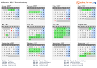 Kalender 1997 mit Ferien und Feiertagen Brandenburg
