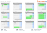 Kalender 1997 mit Ferien und Feiertagen Bremen
