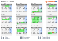 Kalender 1997 mit Ferien und Feiertagen Hamburg