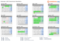 Kalender 1997 mit Ferien und Feiertagen Nordrhein-Westfalen