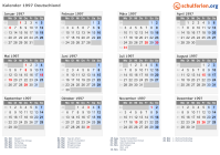 Kalender 1997 mit Ferien und Feiertagen Deutschland