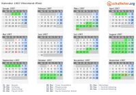 Kalender 1997 mit Ferien und Feiertagen Rheinland-Pfalz