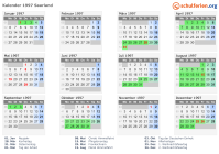 Kalender 1997 mit Ferien und Feiertagen Saarland