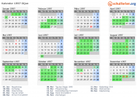 Kalender 1997 mit Ferien und Feiertagen Dijon