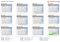 Kalender 1997 mit Ferien und Feiertagen Piemont