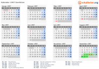 Kalender 1997 mit Ferien und Feiertagen Sardinien