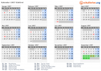 Kalender 1997 mit Ferien und Feiertagen Südtirol