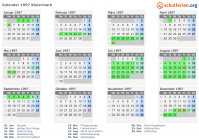 Kalender 1997 mit Ferien und Feiertagen Steiermark