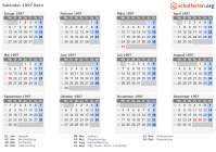 Kalender 1997 mit Ferien und Feiertagen Bern