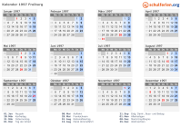 Kalender 1997 mit Ferien und Feiertagen Freiburg