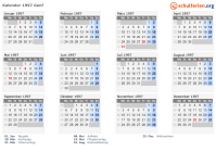 Kalender 1997 mit Ferien und Feiertagen Genf