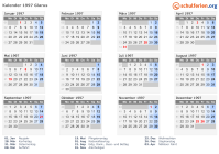 Kalender 1997 mit Ferien und Feiertagen Glarus