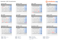 Kalender 1997 mit Ferien und Feiertagen Graubünden