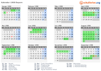 Kalender 1998 mit Ferien und Feiertagen Bayern