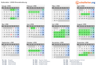 Kalender 1998 mit Ferien und Feiertagen Brandenburg