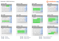 Kalender 1998 mit Ferien und Feiertagen Hamburg