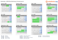 Kalender 1998 mit Ferien und Feiertagen Mecklenburg-Vorpommern