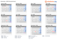 Kalender 1998 mit Ferien und Feiertagen Deutschland