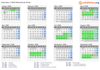 Kalender 1998 mit Ferien und Feiertagen Rheinland-Pfalz