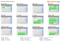 Kalender 1998 mit Ferien und Feiertagen Saarland