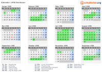 Kalender 1998 mit Ferien und Feiertagen Bordeaux