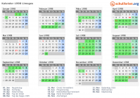 Kalender 1998 mit Ferien und Feiertagen Limoges