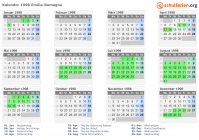 Kalender 1998 mit Ferien und Feiertagen Emilia-Romagna