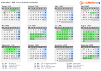 Kalender 1998 mit Ferien und Feiertagen Friaul-Julisch Venetien