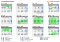 Kalender 1998 mit Ferien und Feiertagen Südtirol