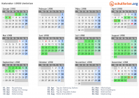 Kalender 1998 mit Ferien und Feiertagen Umbrien