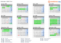 Kalender 1998 mit Ferien und Feiertagen Tirol