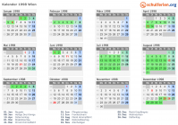 Kalender 1998 mit Ferien und Feiertagen Wien