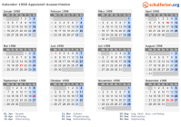 Kalender 1998 mit Ferien und Feiertagen Appenzell Ausserrhoden