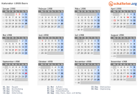 Kalender 1998 mit Ferien und Feiertagen Bern
