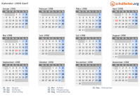 Kalender 1998 mit Ferien und Feiertagen Genf