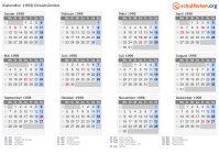 Kalender 1998 mit Ferien und Feiertagen Graubünden
