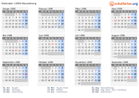 Kalender 1998 mit Ferien und Feiertagen Neuenburg