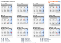 Kalender 1998 mit Ferien und Feiertagen Solothurn