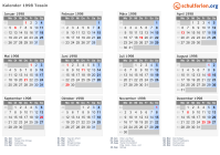 Kalender 1998 mit Ferien und Feiertagen Tessin