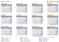 Kalender 1998 mit Ferien und Feiertagen Uri