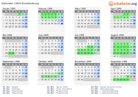 Kalender 1999 mit Ferien und Feiertagen Brandenburg