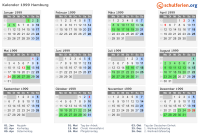 Kalender 1999 mit Ferien und Feiertagen Hamburg