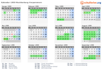 Kalender 1999 mit Ferien und Feiertagen Mecklenburg-Vorpommern
