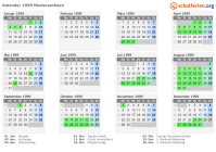 Kalender 1999 mit Ferien und Feiertagen Niedersachsen