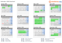 Kalender 1999 mit Ferien und Feiertagen Saarland