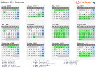 Kalender 1999 mit Ferien und Feiertagen Bordeaux