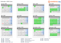 Kalender 1999 mit Ferien und Feiertagen Caen