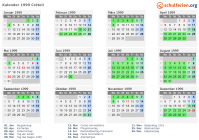 Kalender 1999 mit Ferien und Feiertagen Créteil