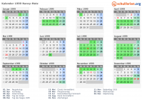 Kalender 1999 mit Ferien und Feiertagen Nancy-Metz